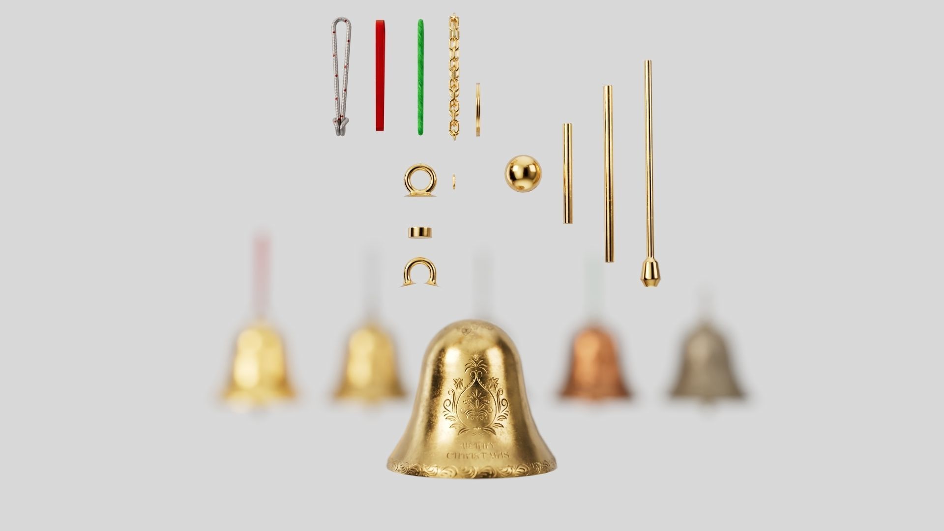 Christmas bell builder with 14 mesh 4 skin and 3 colors  3D model_2