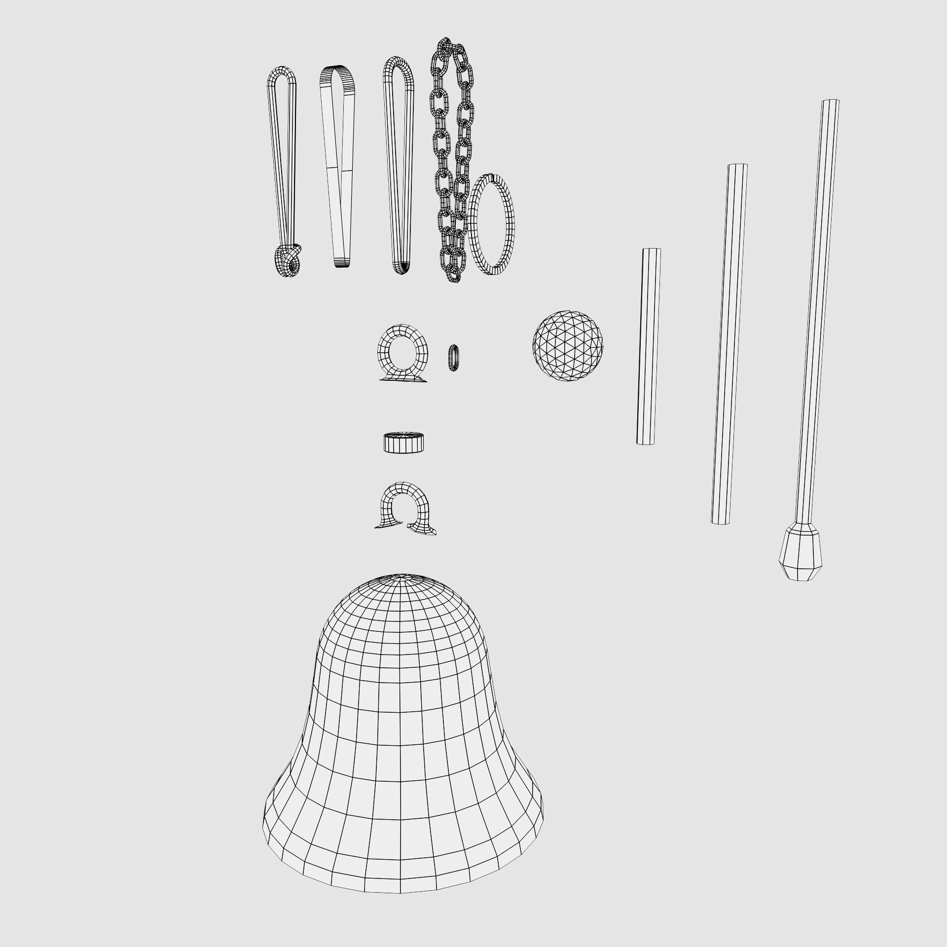 Christmas bell builder with 14 mesh 4 skin and 3 colors  3D model_5
