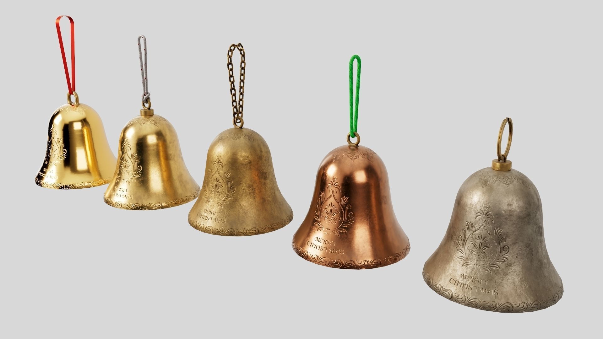Christmas bell builder with 14 mesh 4 skin and 3 colors  3D model_8
