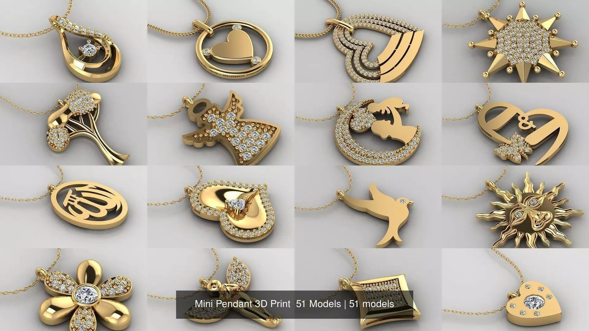 Mini Pendant 3D Print  51 Models 3D Model Collection_0