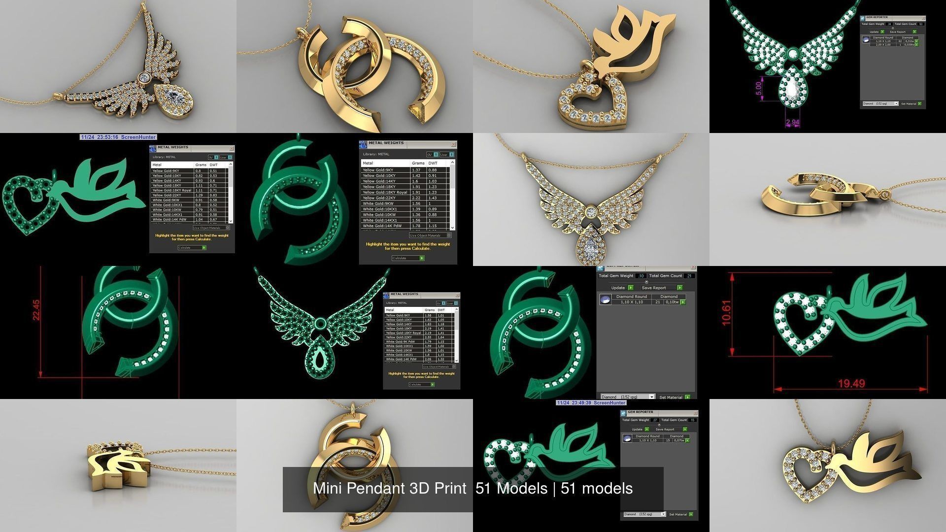 Mini Pendant 3D Print  51 Models 3D Model Collection_6