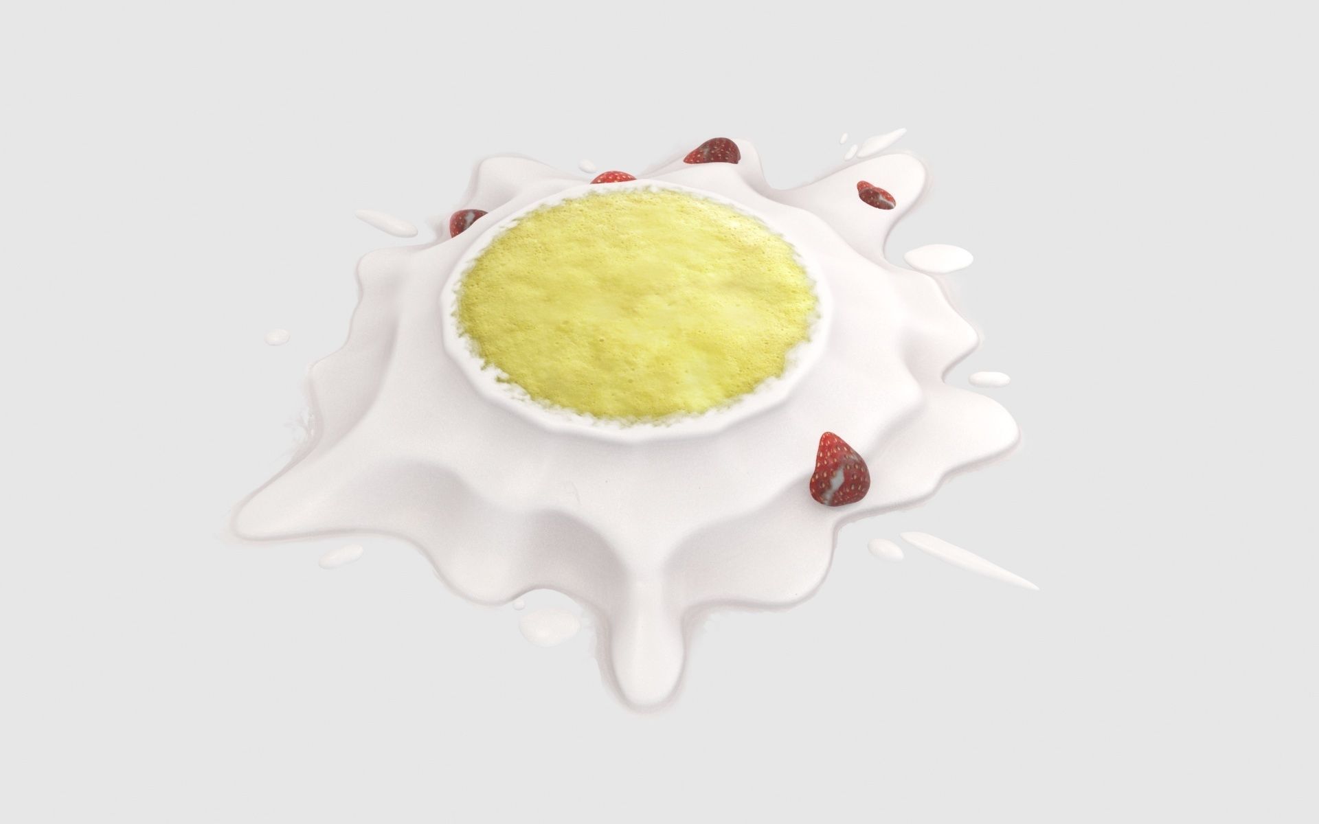 Broken stawberry cake 3D model_14