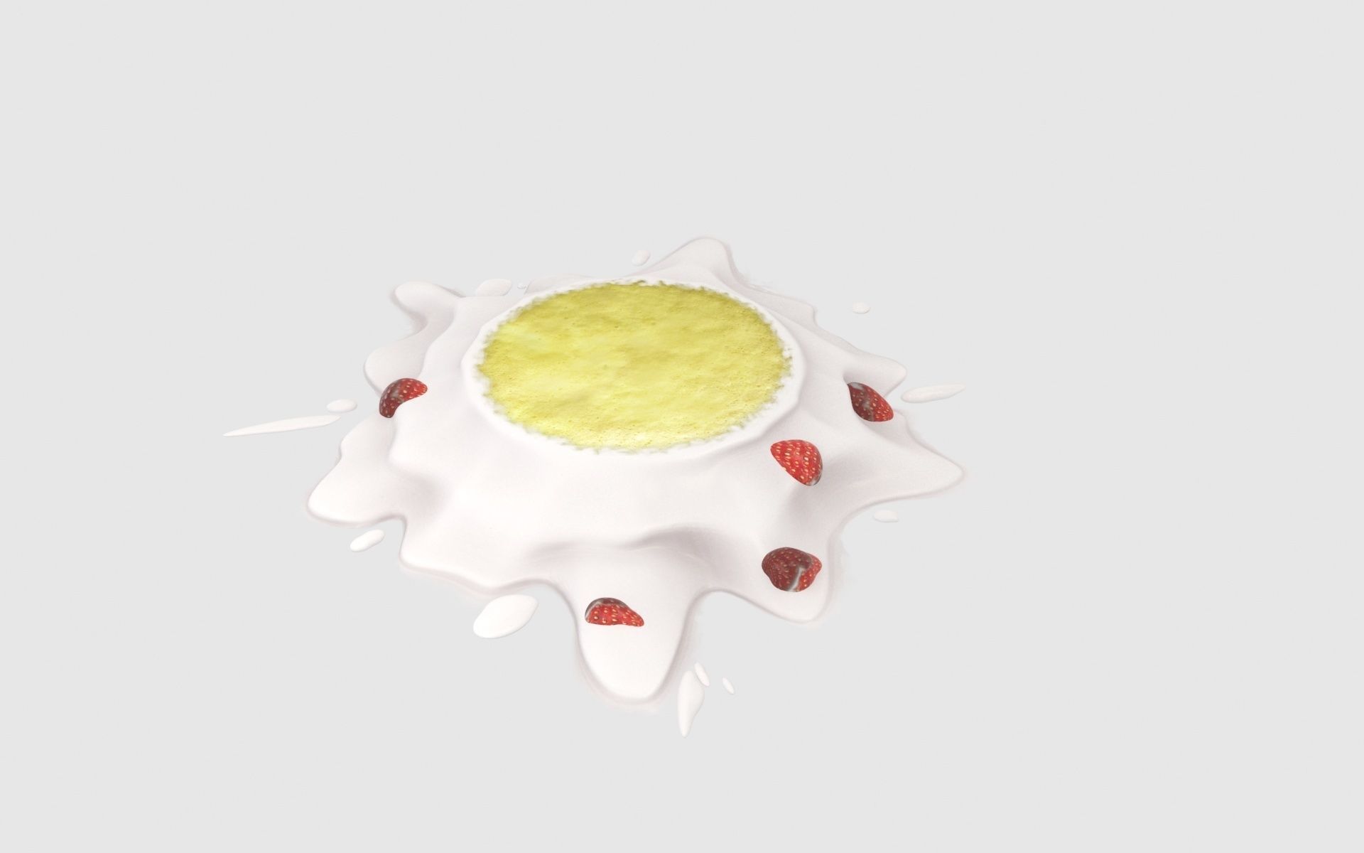 Broken stawberry cake 3D model_4