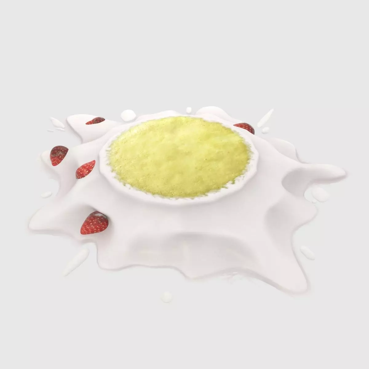 Broken stawberry cake 3D model_0