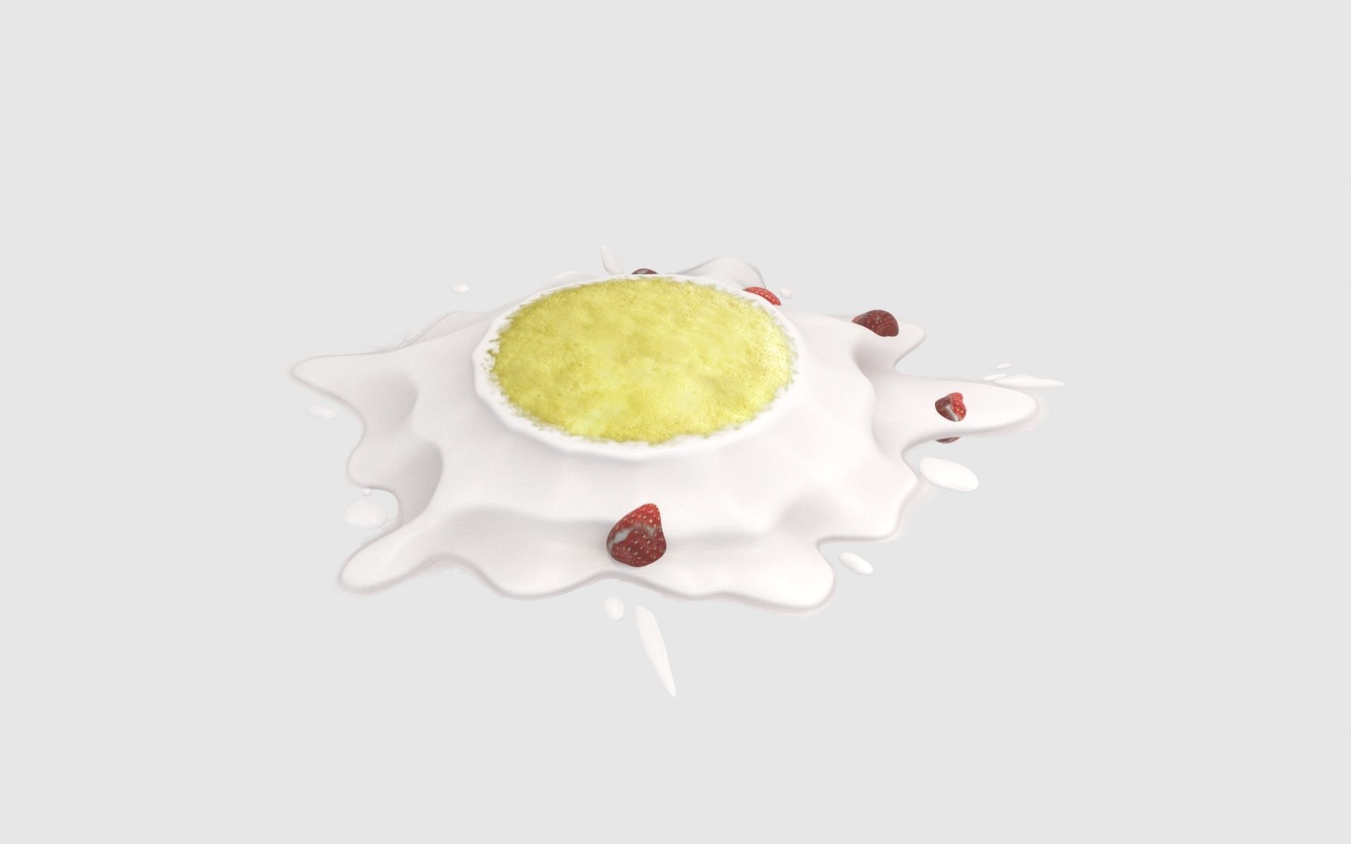 Broken stawberry cake 3D model_5
