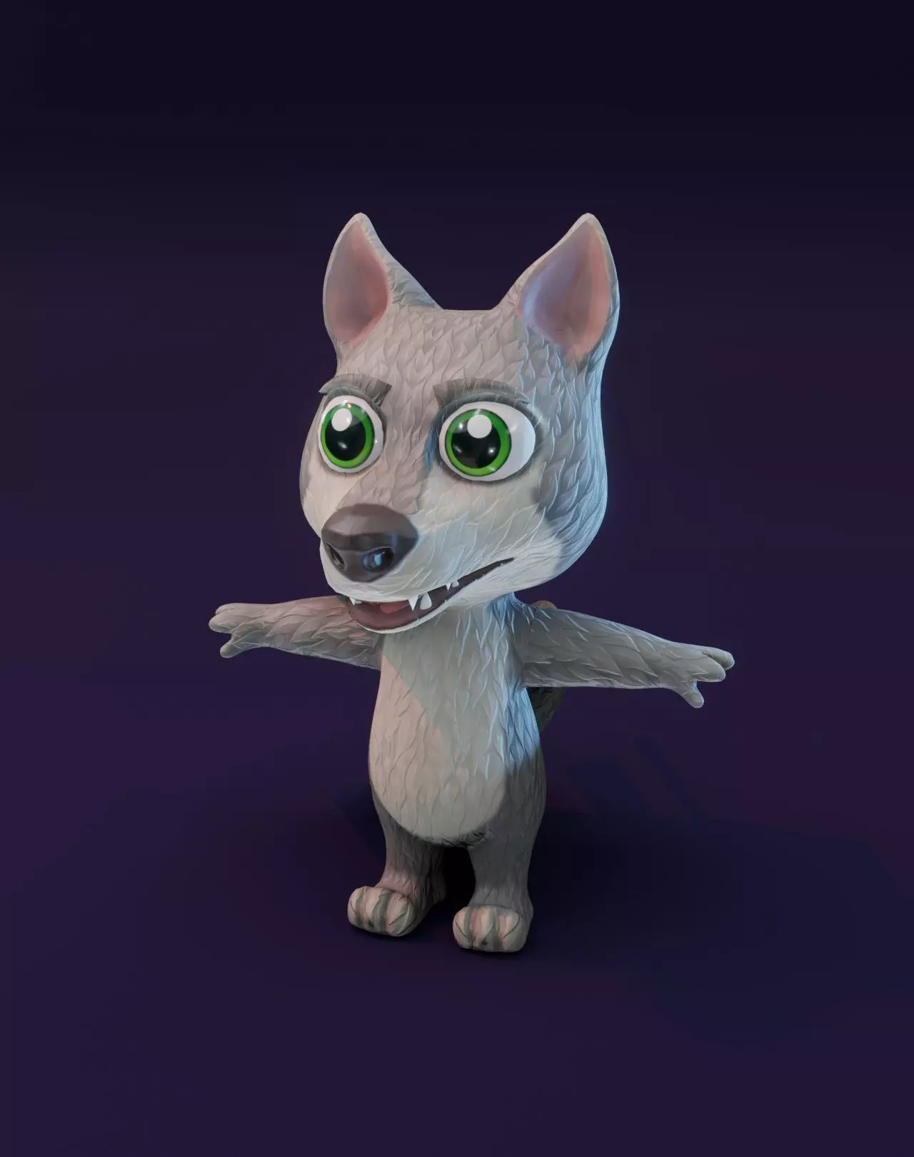 Cartoon Wolf Rigged 3D Model Low-poly 3D model_0