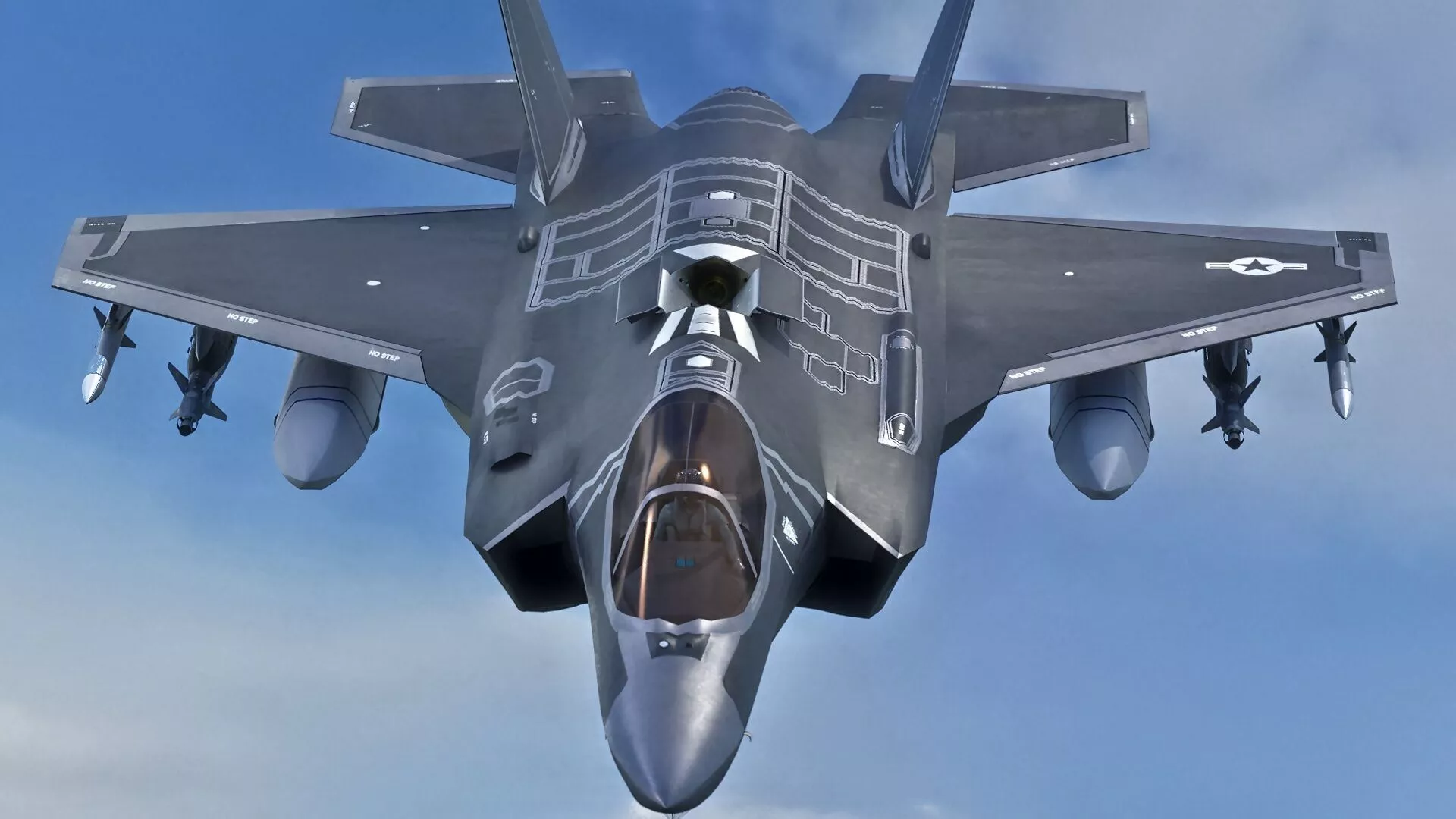 F35A Lightning II with cockpit - Rigged-Changeable Decal Texts Low-poly 3D model