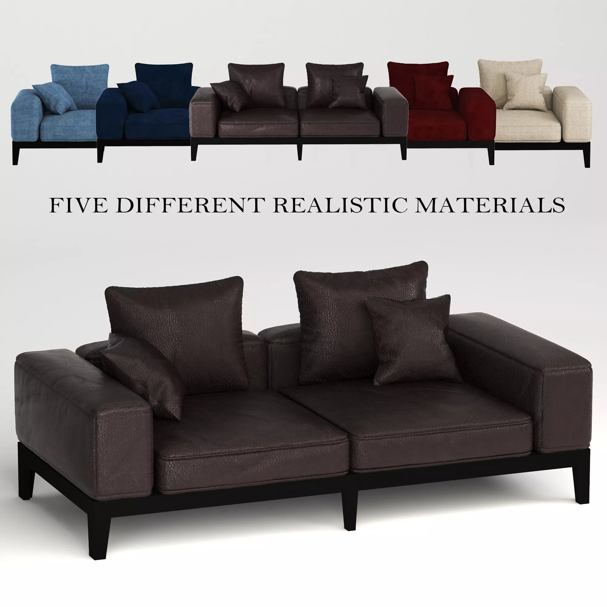 MOODIE TWO-SEAT SOFA Low-poly 3D model