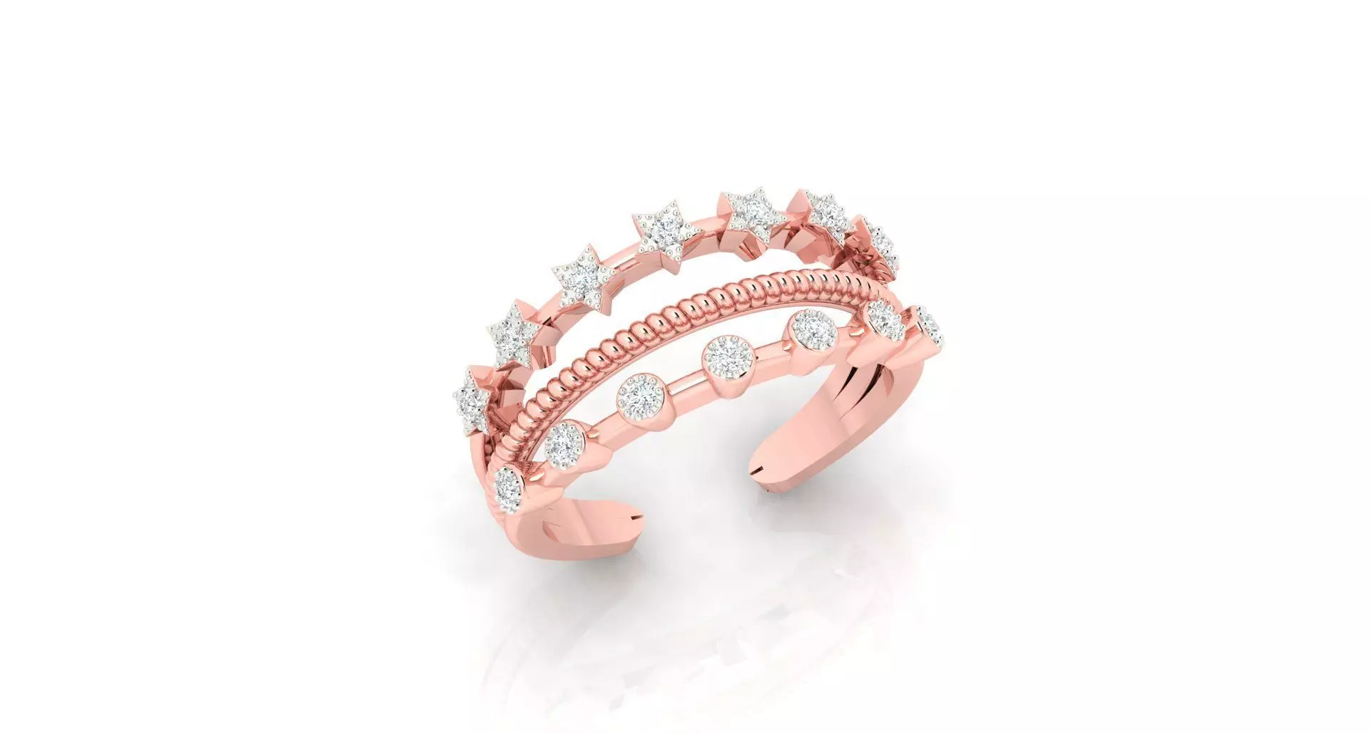 Women Diamond Rings 3dm stl render-1 details 3D print model