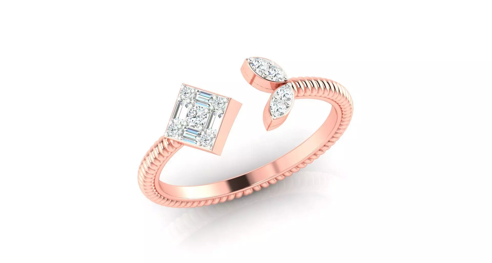 Women Diamond Rings 3dm stl render-1 details 3D print model