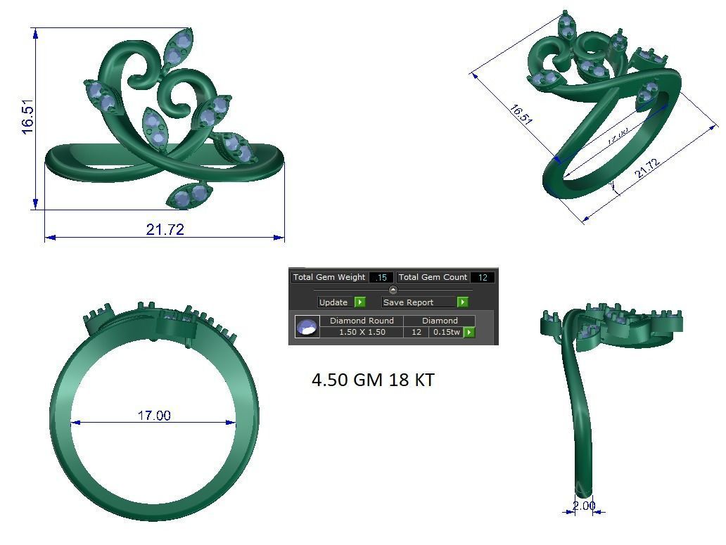 High Jewelry Cocktail Rings 3dm stl render-1 details 3D print model_1