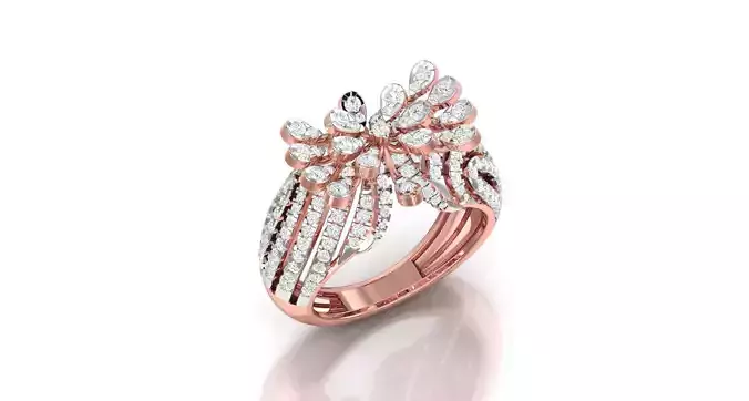 High Jewelry Cocktail Rings 3dm stl render-1 details
