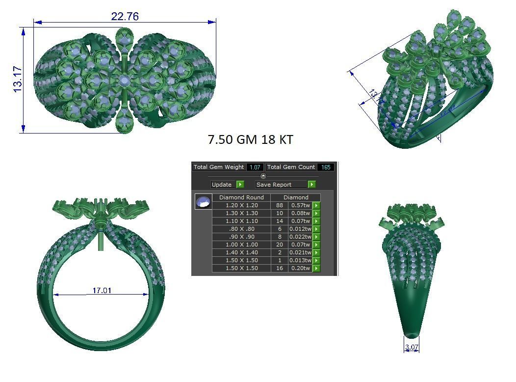 High Jewelry Cocktail Rings 3dm stl render-1 details 3D print model_1