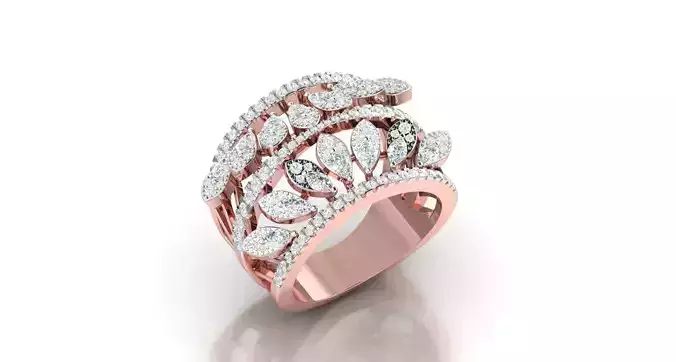 High Jewelry Cocktail Rings 3dm stl render-1 details