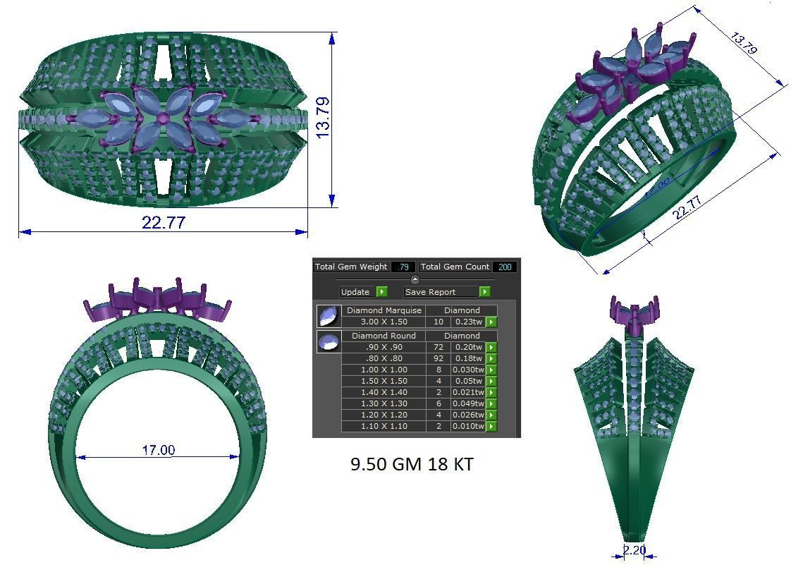 High Jewelry Cocktail Rings 3dm stl render-1 details 3D print model_1