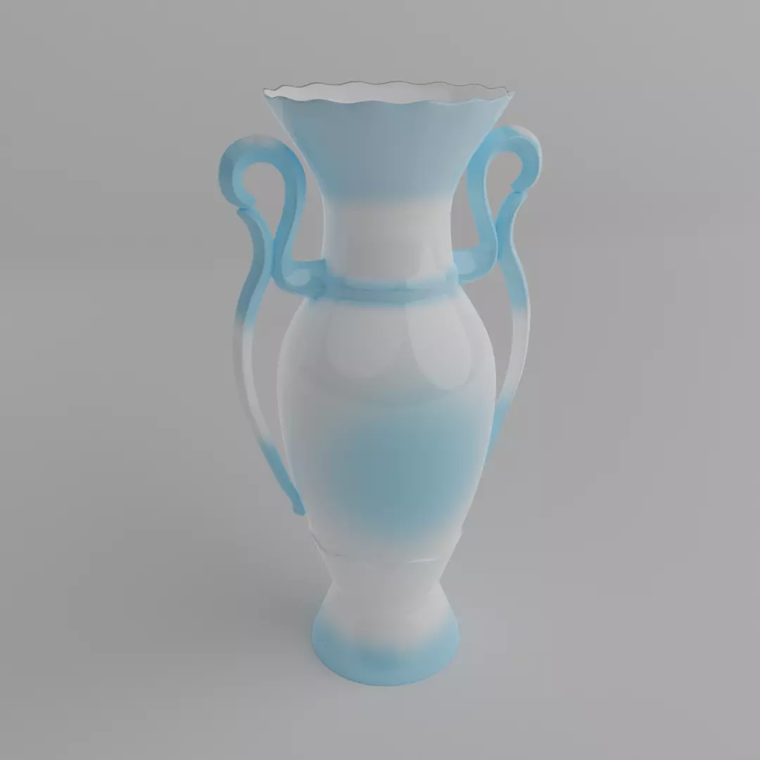 White and blue porcelain vase PBR Free 3D model
