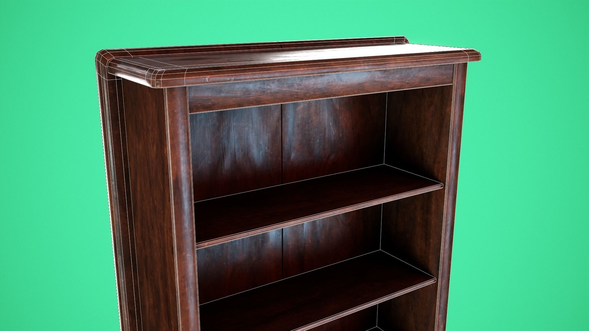 Rigged Bookshelf Low-poly 3D model_12