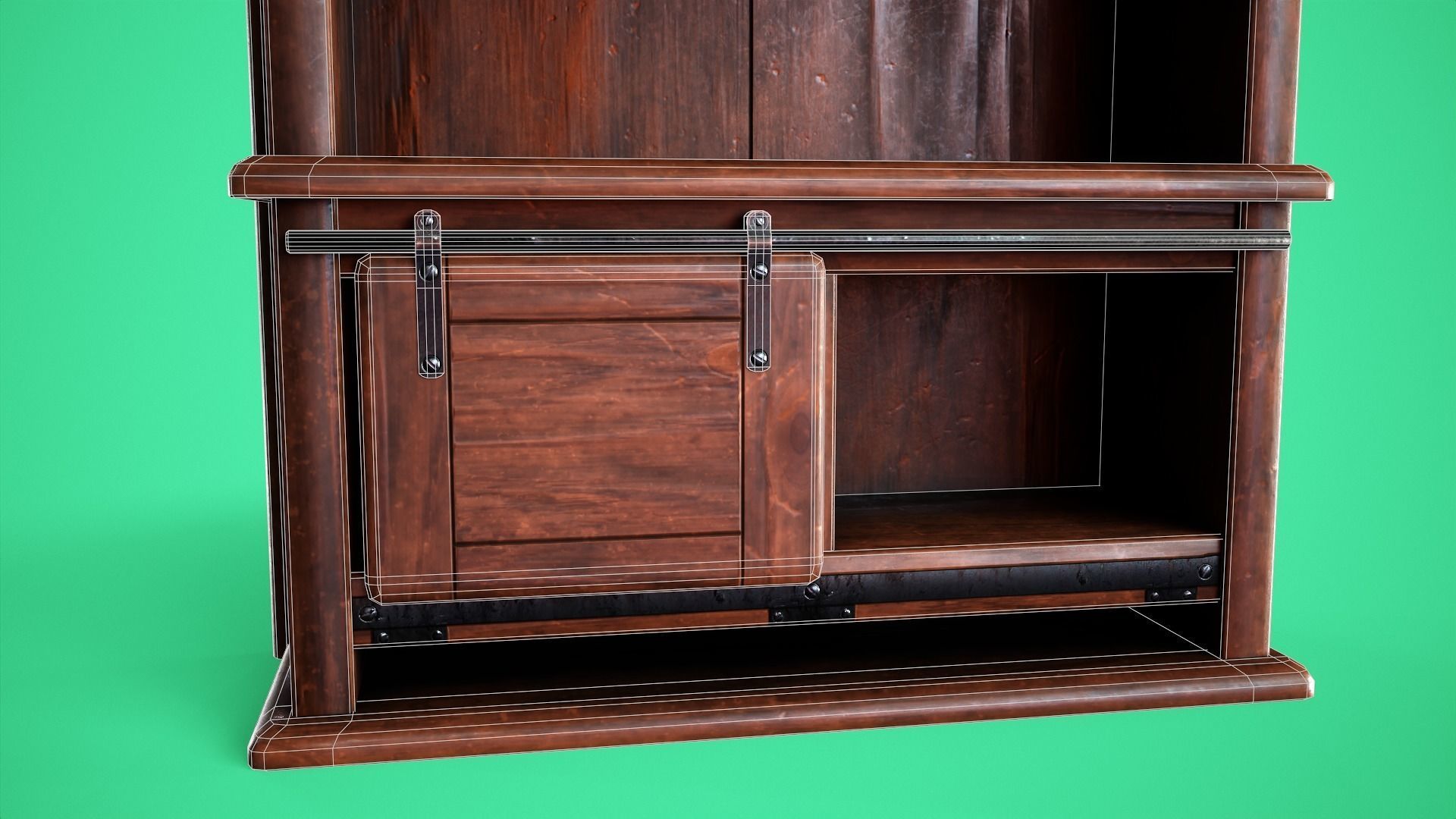 Rigged Bookshelf Low-poly 3D model_13