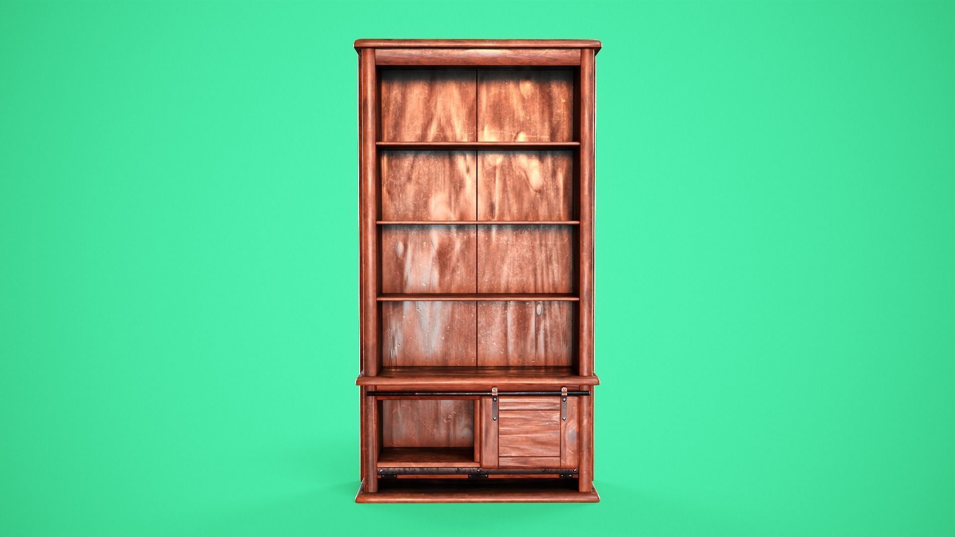 Rigged Bookshelf Low-poly 3D model_1