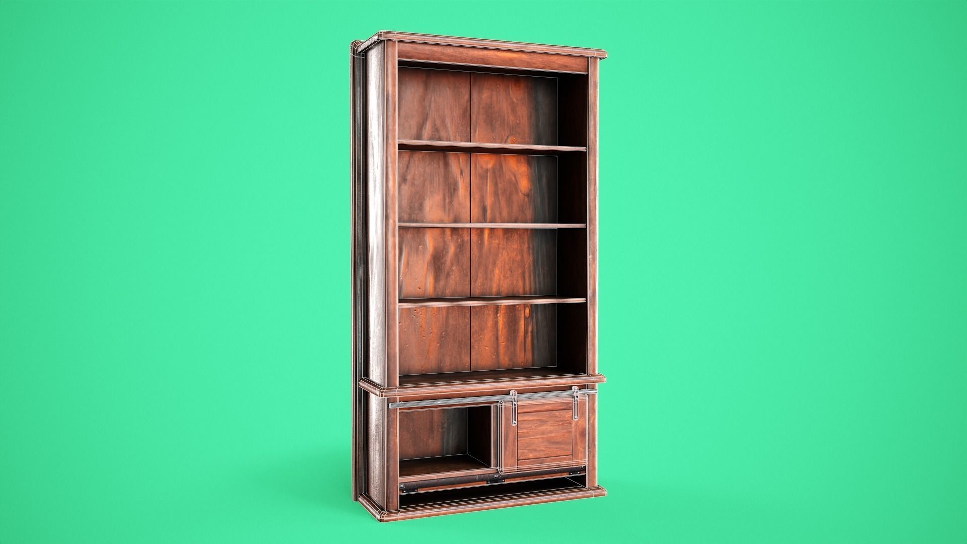 Rigged Bookshelf Low-poly 3D model_7