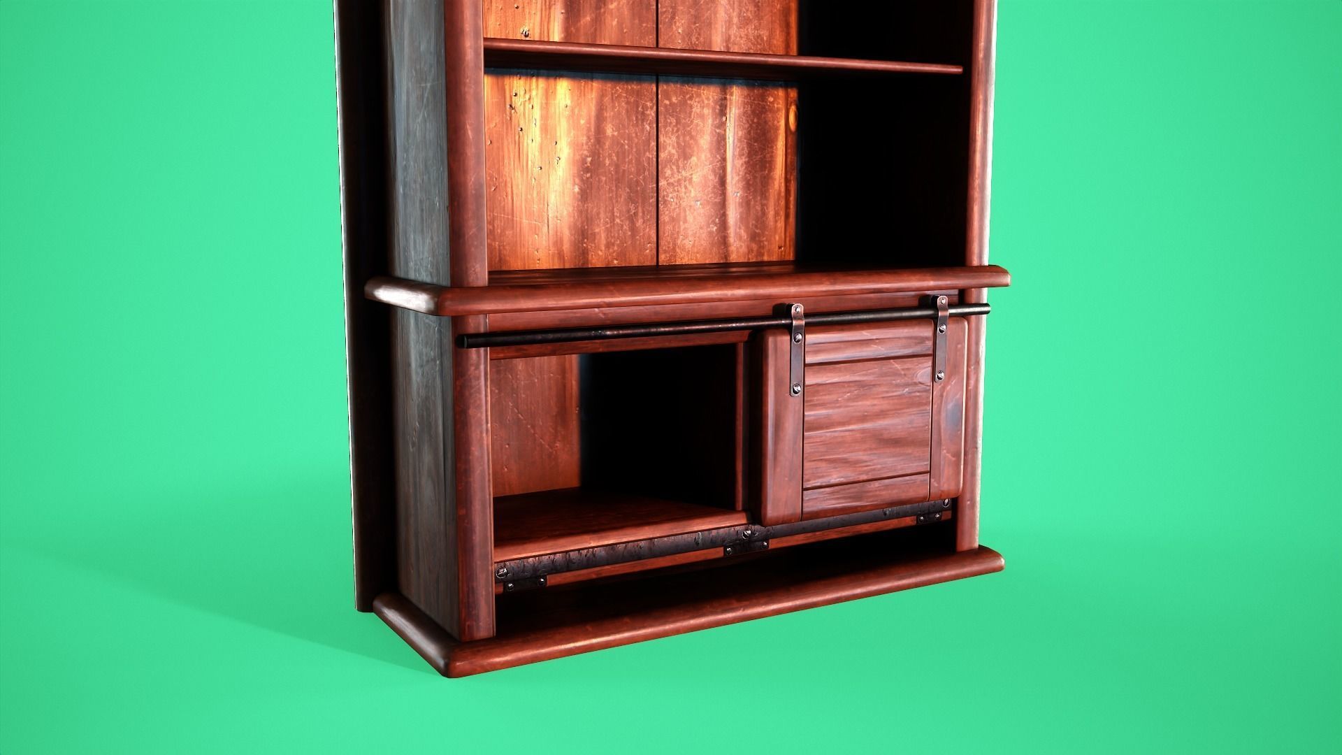 Rigged Bookshelf Low-poly 3D model_4