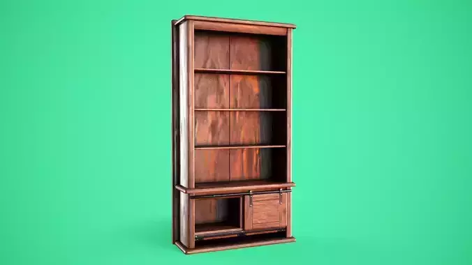 Rigged Bookshelf Low-poly 3D model