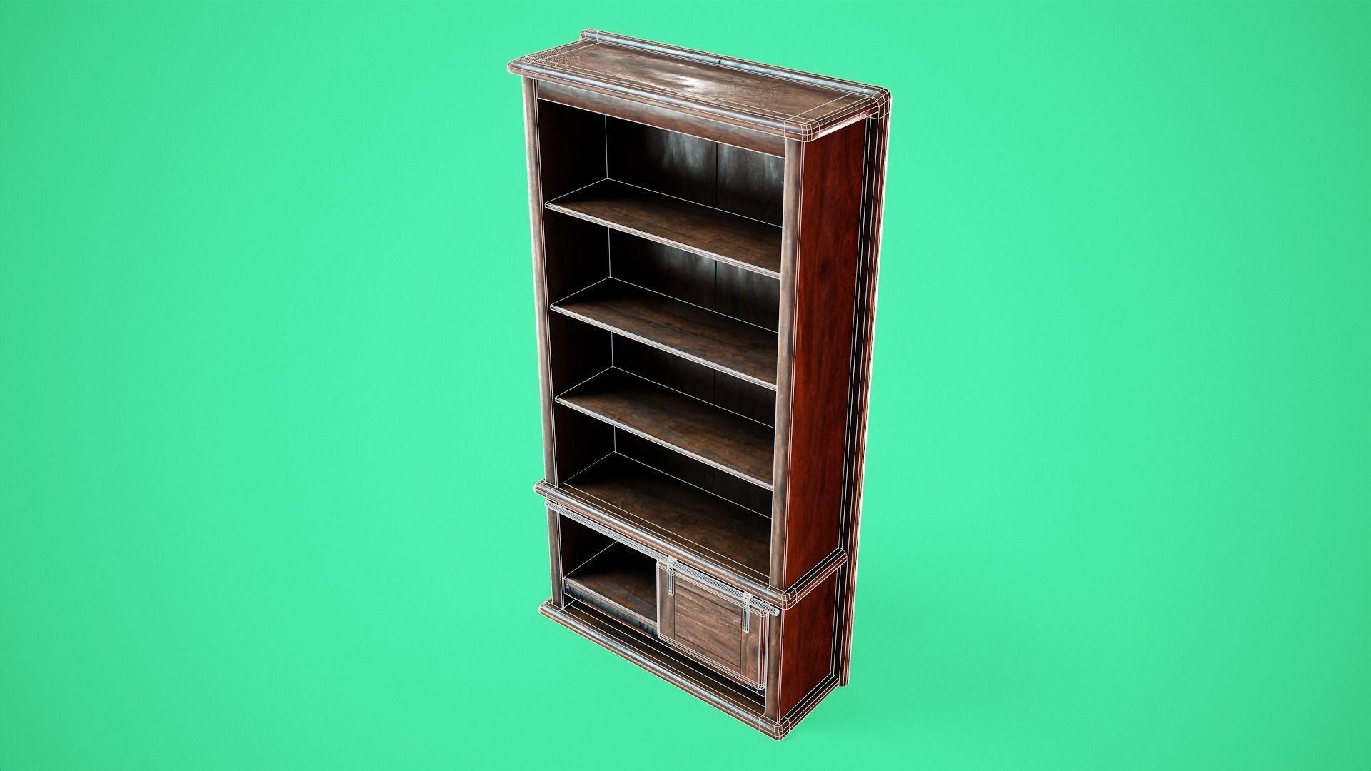 Rigged Bookshelf Low-poly 3D model_9