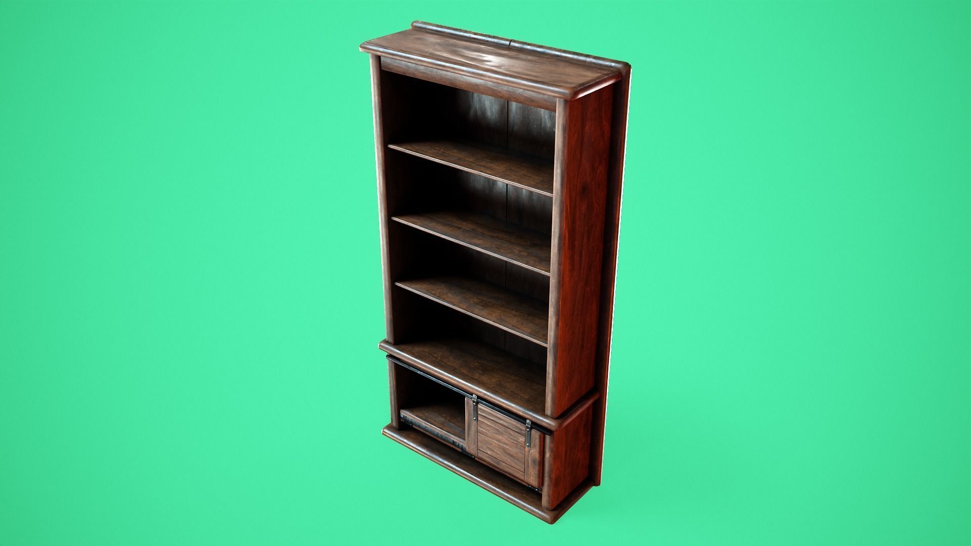 Rigged Bookshelf Low-poly 3D model_2