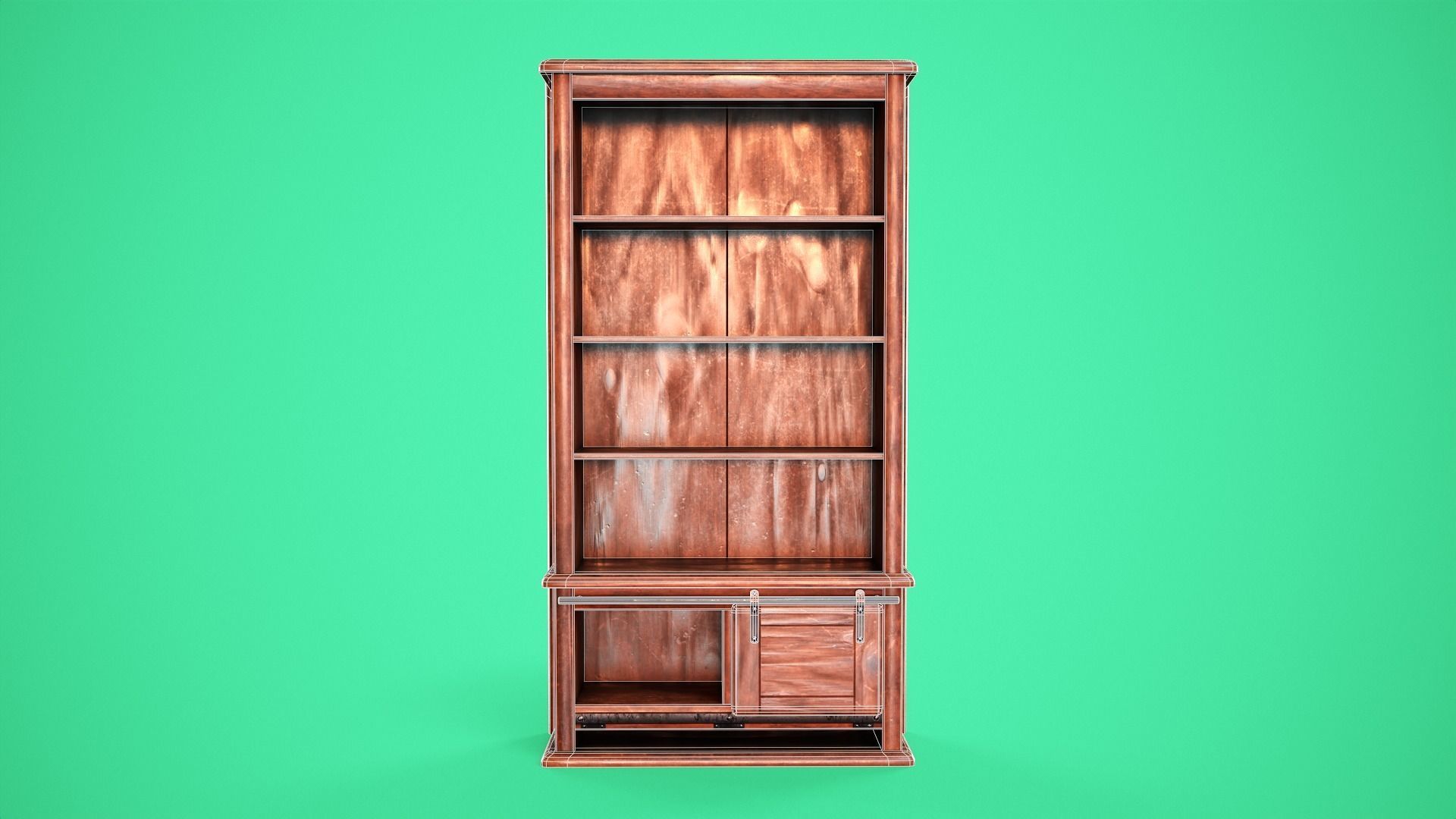 Rigged Bookshelf Low-poly 3D model_8