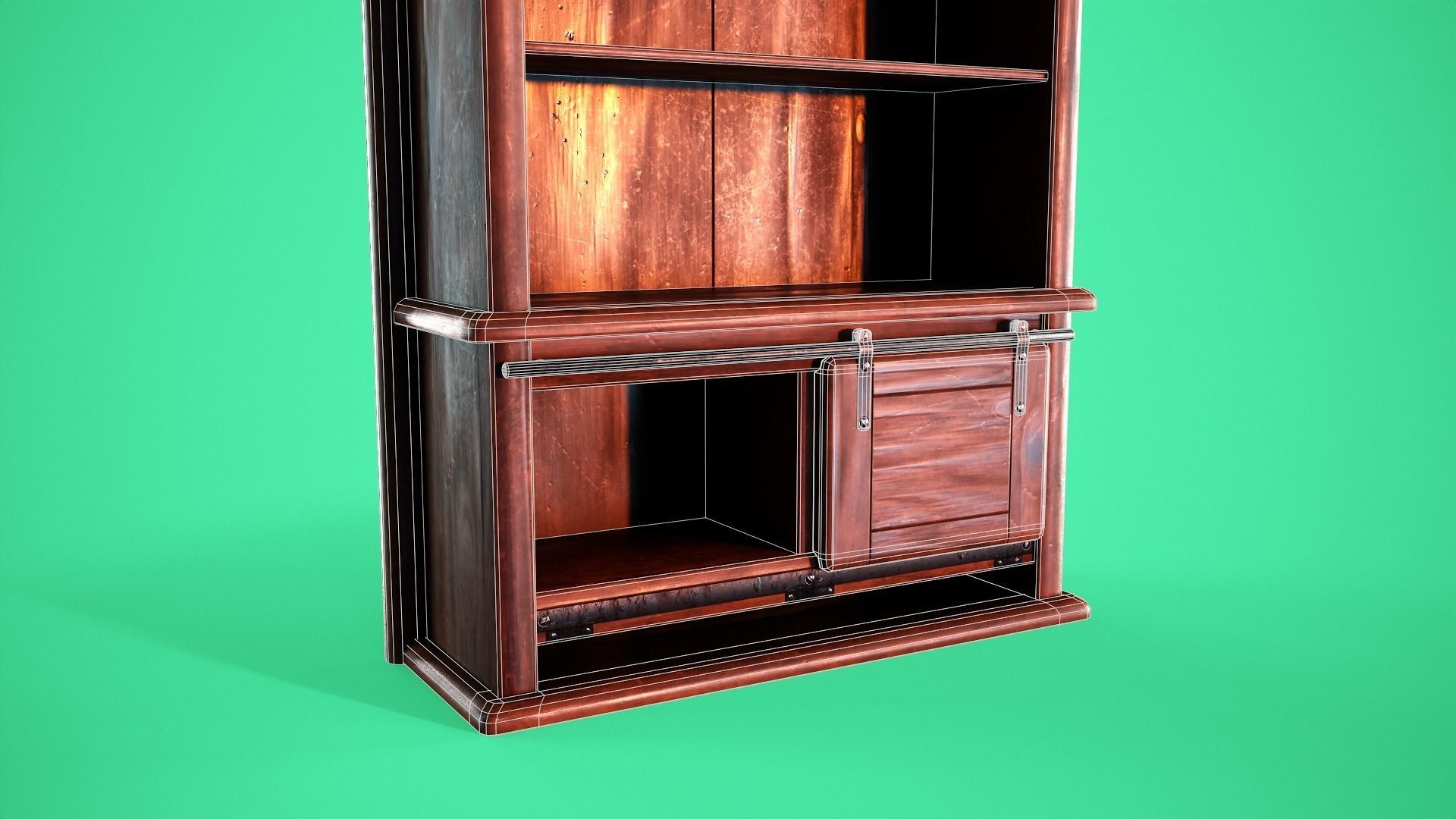 Rigged Bookshelf Low-poly 3D model_11