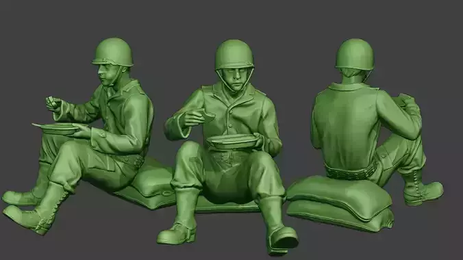 American soldier ww2 Eating 3 A13 3D print model
