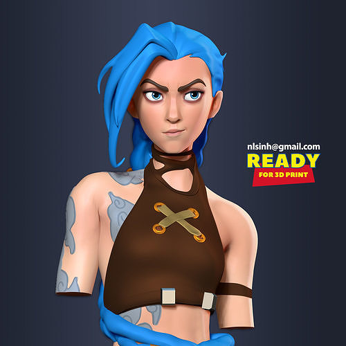 Jinx bust - Arcane Fanart 3D print model