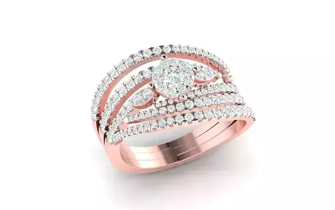 High Jewelry Cocktail Rings 3dm stl render-1 details