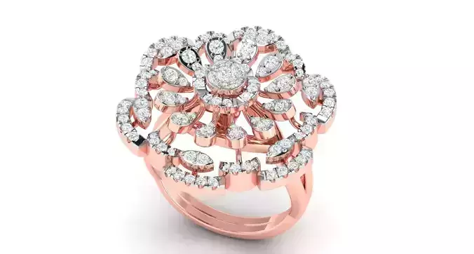 High Jewelry Cocktail Rings 3dm stl render-1 details