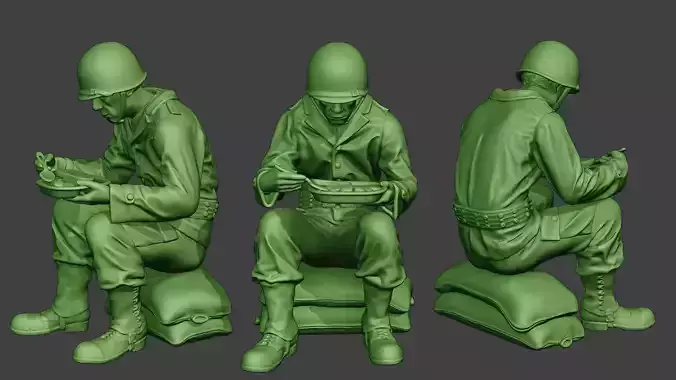 American soldier ww2 Eating A13 3D print model