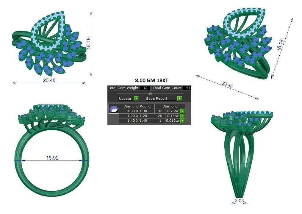 High Jewelry Cocktail Rings 3dm stl render-1 details 3D print model_1