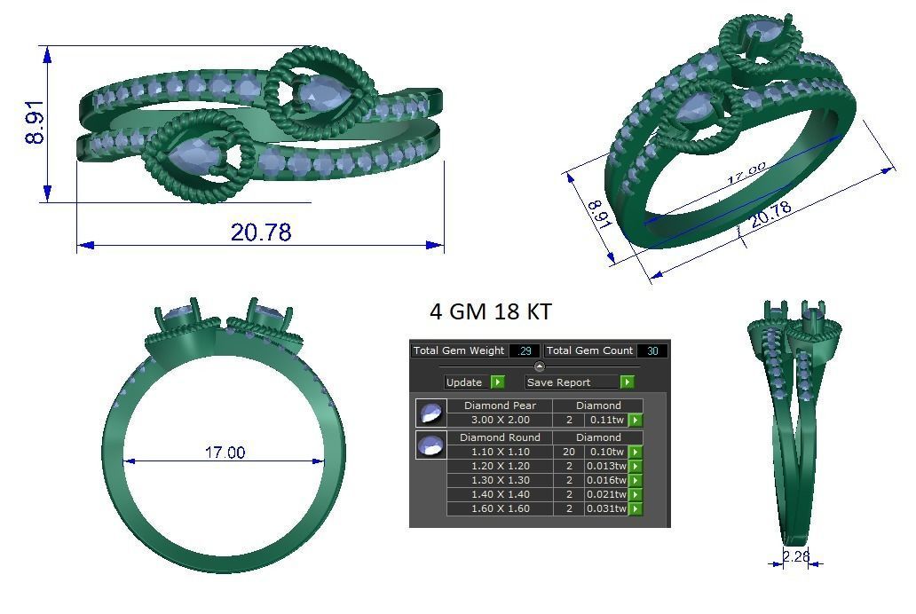 High Jewelry Cocktail Rings 3dm stl render-1 details 3D print model_1