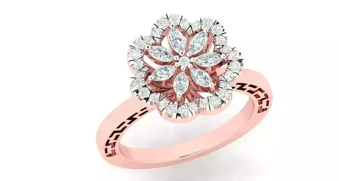 High Jewelry Cocktail Rings 3dm stl render-1 details