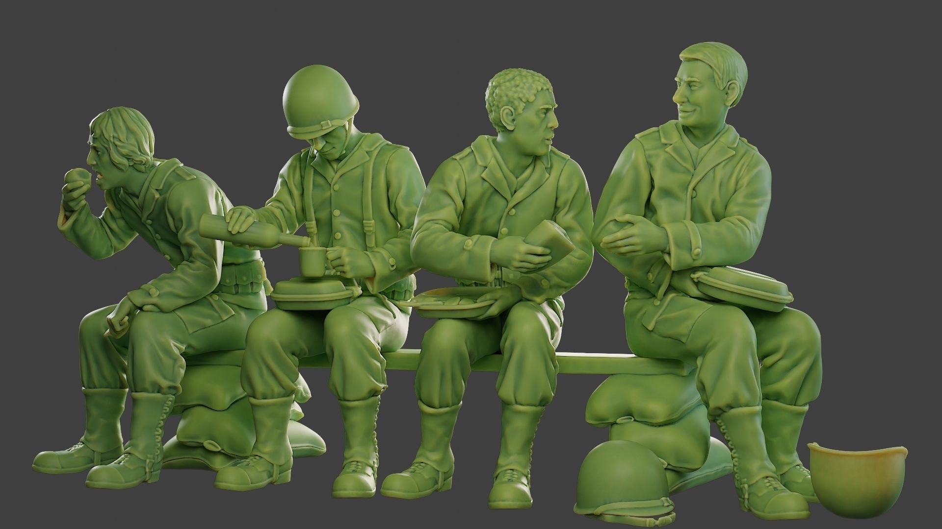 American soldiers ww2 EatDrink A13 3D print model_1