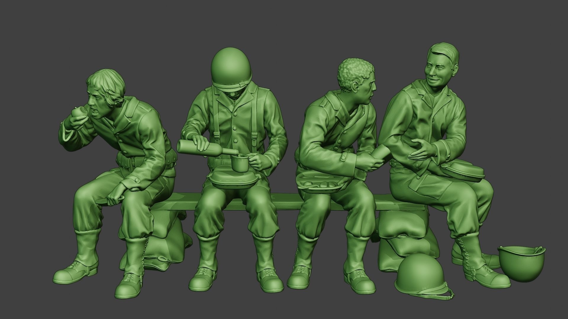 American soldiers ww2 EatDrink A13 3D print model_11
