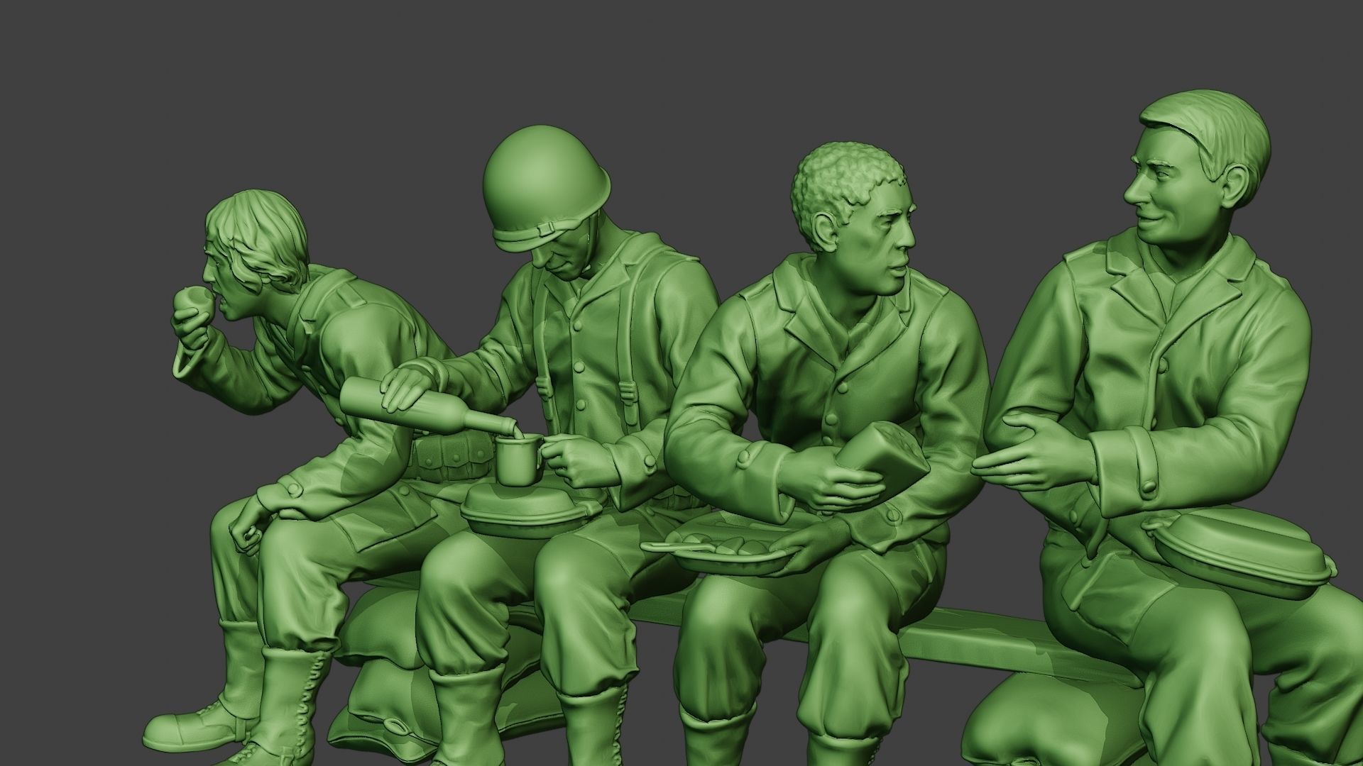 American soldiers ww2 EatDrink A13 3D print model_27