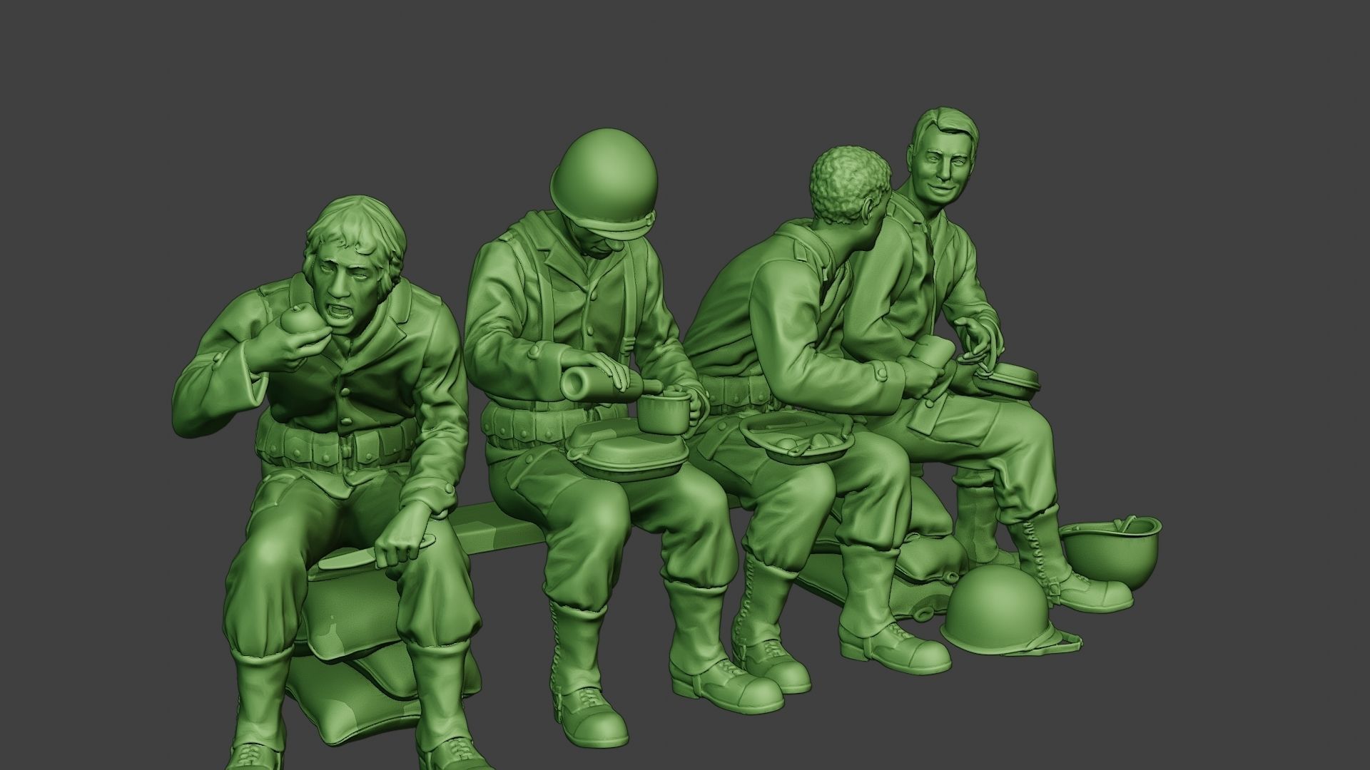 American soldiers ww2 EatDrink A13 3D print model_10