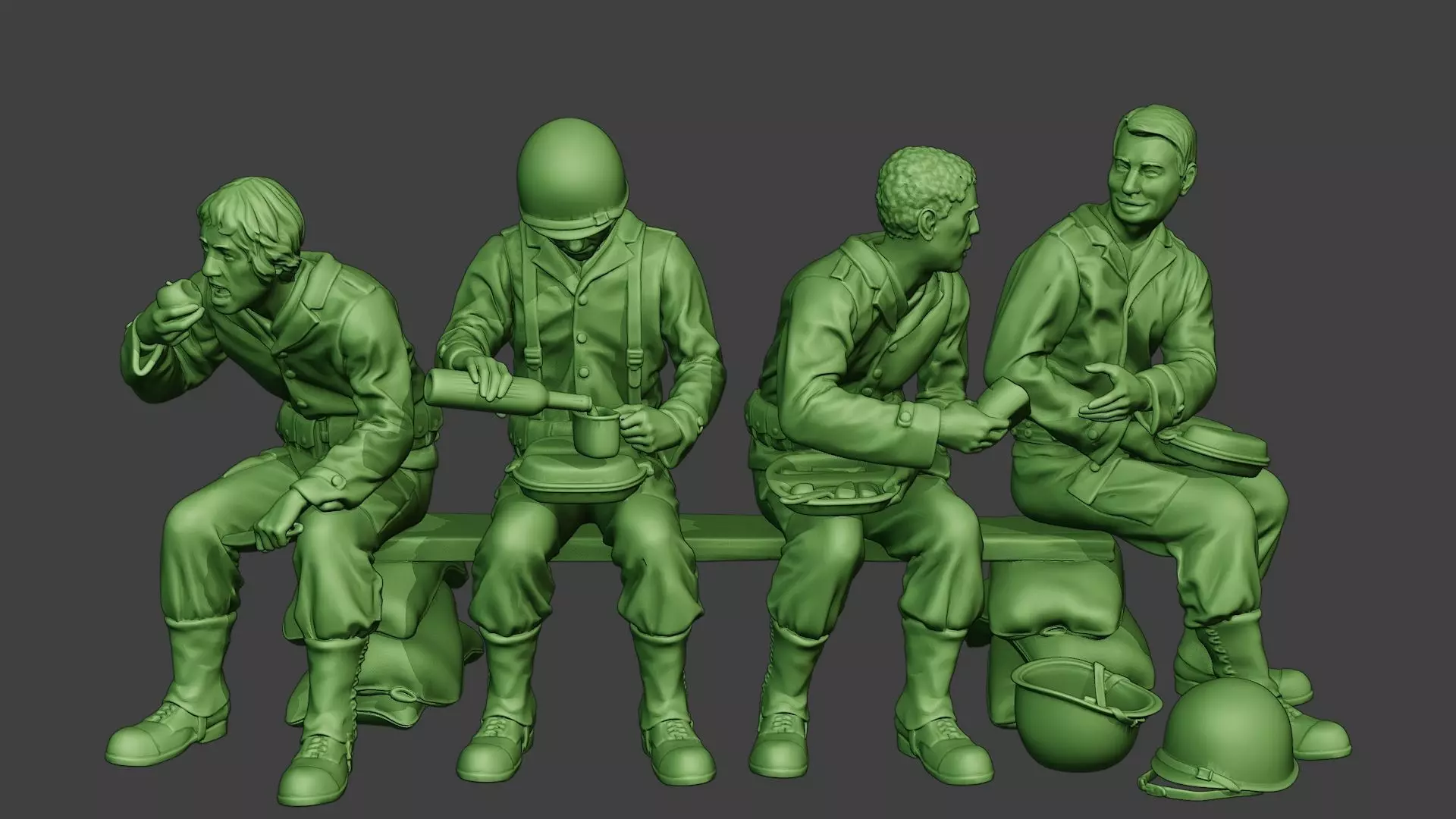 American soldiers ww2 EatDrink A13 3D print model_0