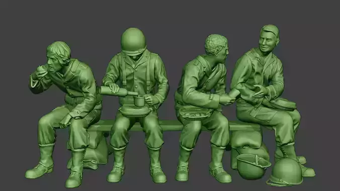 American soldiers ww2 EatDrink A13 3D print model