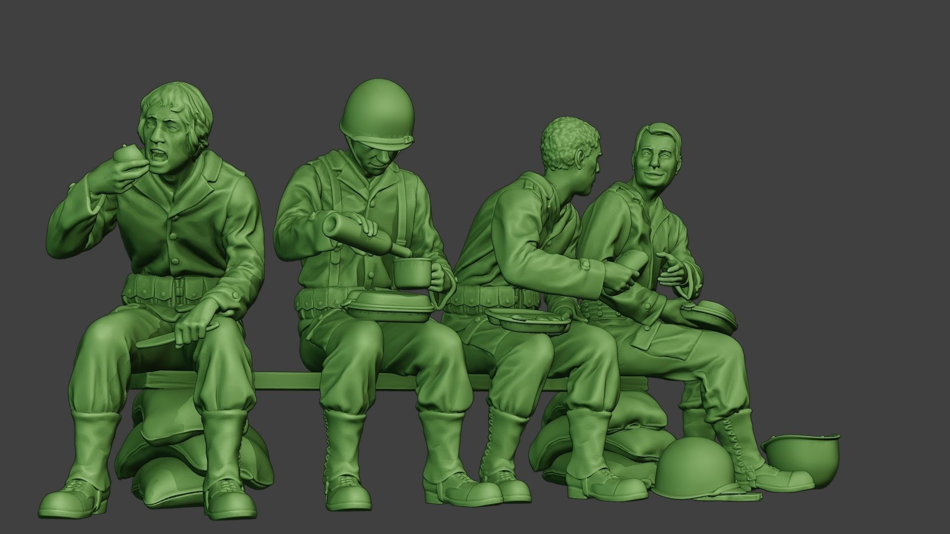 American soldiers ww2 EatDrink A13 3D print model_13