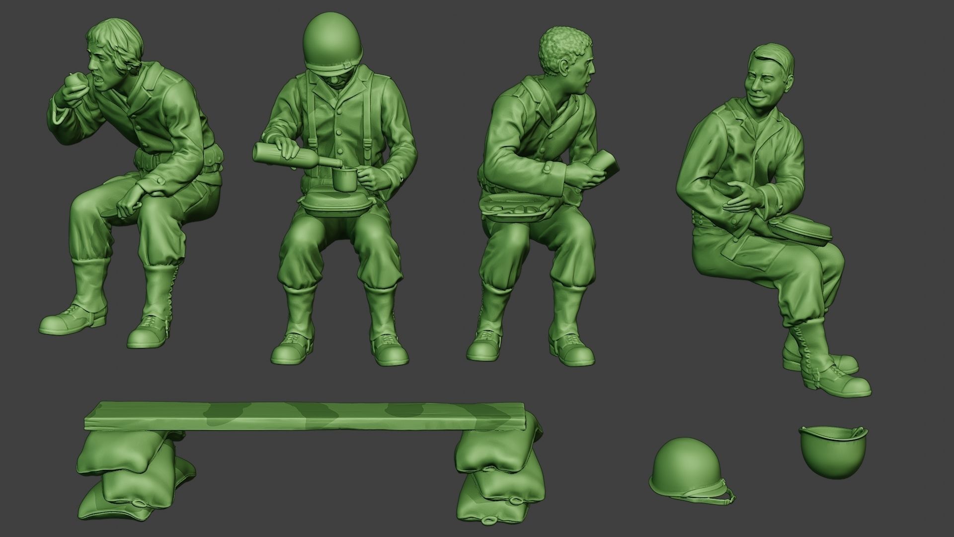 American soldiers ww2 EatDrink A13 3D print model_2