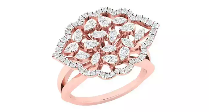 High Jewelry Cocktail Rings 3dm stl render-1 details