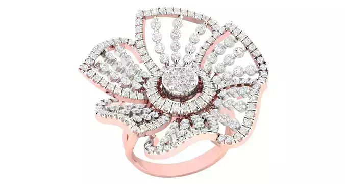High Jewelry Cocktail Rings 3dm stl render-1 details