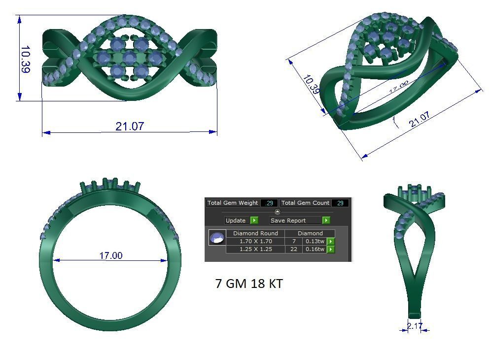 High Jewelry Cocktail Rings 3dm stl render-1 details 3D print model_1