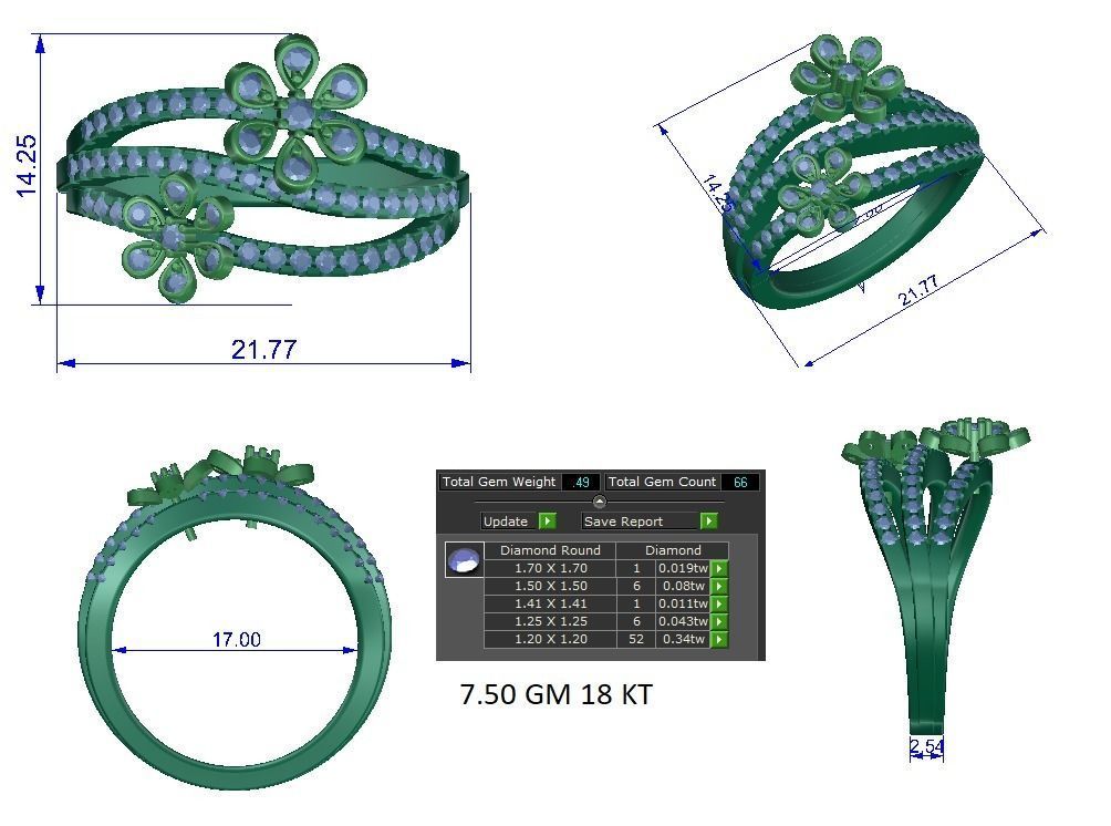 High Jewelry Cocktail Rings 3dm stl render-1 details 3D print model_1